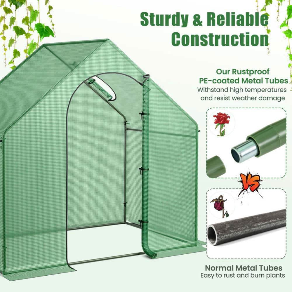 Yardi Yarda Portable Outdoor Warm House with PE Cover and Roll-up Zippered Door, Mini Walk-in Greenhouse, Green
