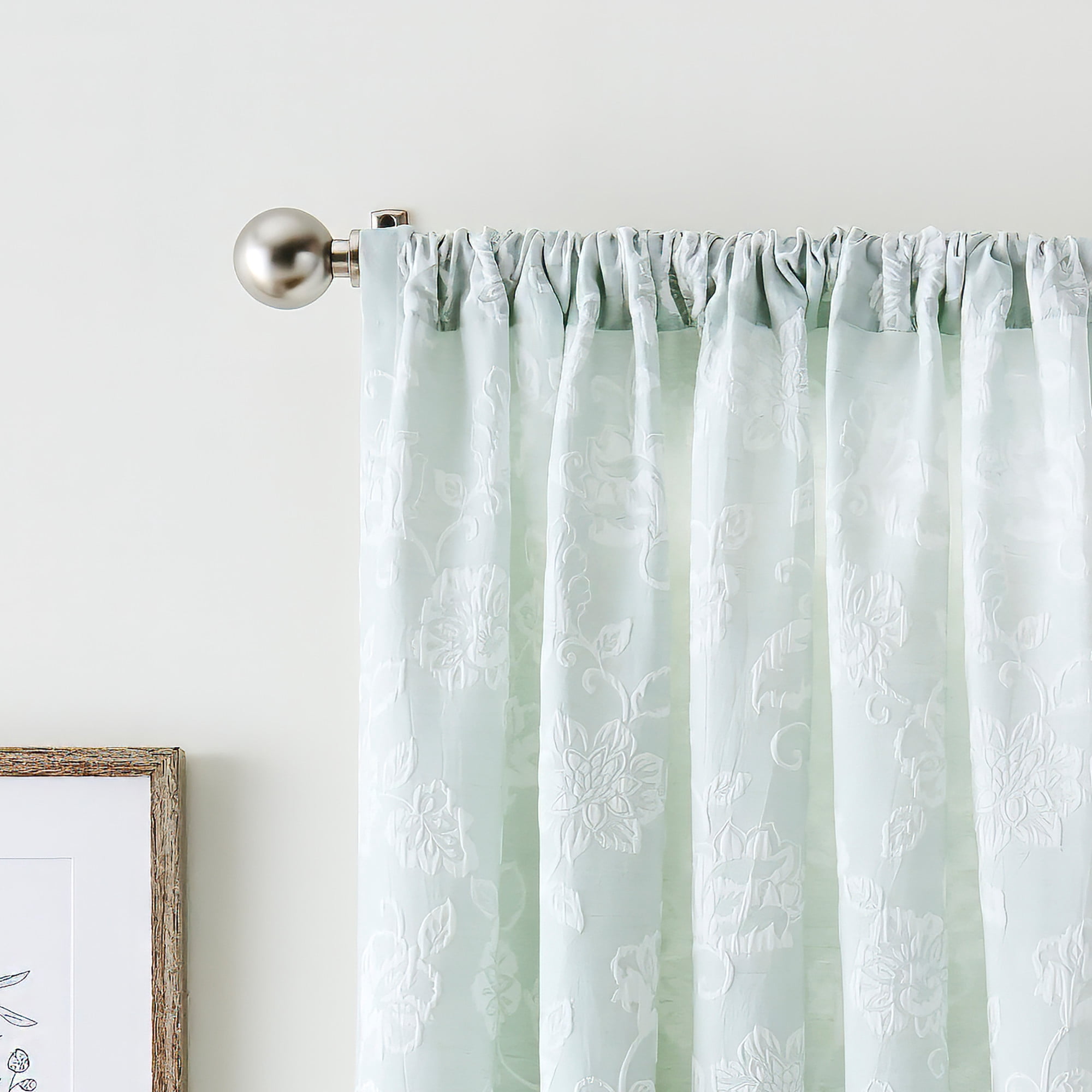 Martha Stewart Raina Matelasse Curtain Panel Pair, Sage, Pole Top, Light Filtering, Indoor, Adult, 2 Piece Set, 50" x 95"