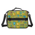 thumbnail image 2 of Football and Rugby Green Pattern Bento School Insulated Lunch Bag Box with Shoulder Strap and Bottle Holder, 11" X 9.5" X 3.5", 2 of 4