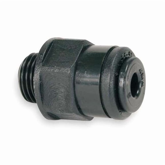 Push-Fit Adapter Fitting, 1/4 in Tube Size, Acetal, Black, 10 PK