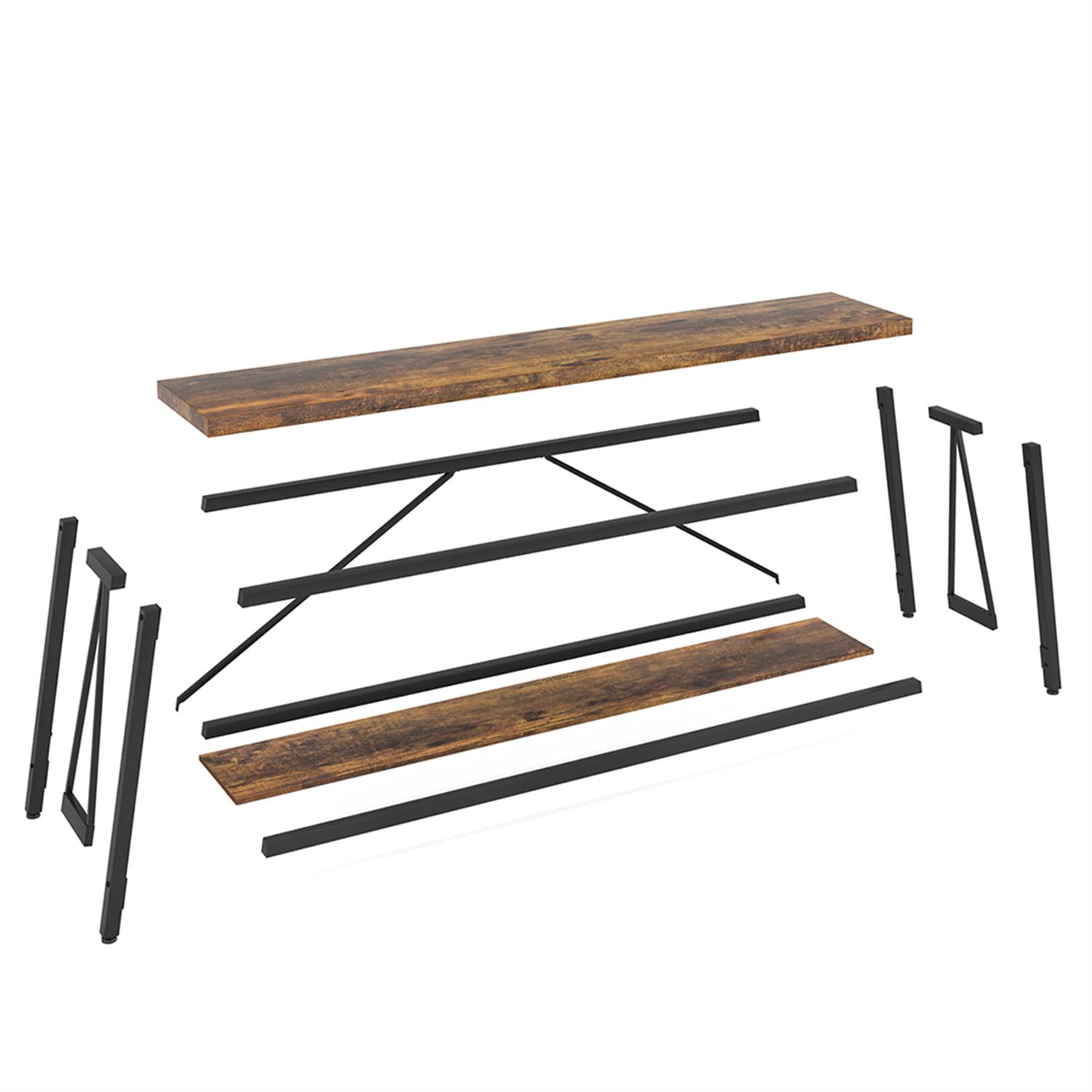 Demi Bonn 70.9" Console Table, Rustic Vintage Narrow Sofa Table for Entryway, Living Room, Hallway, Brown & Black