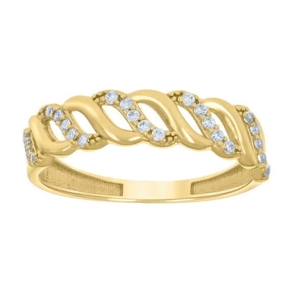 10k 10kt Yellow Gold Womens Cubic-Zirconia Twisted Fashion Size 7 Ring