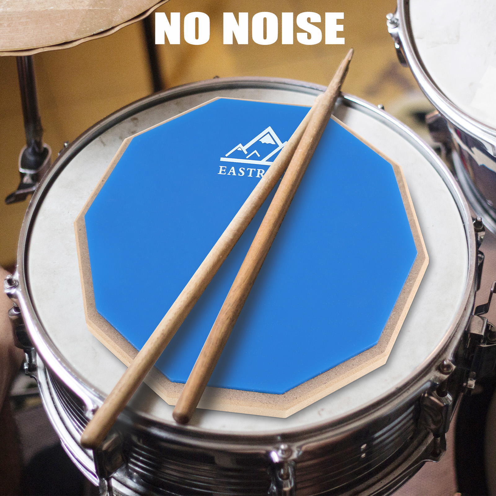 Eastrock Drun Practice Pad 8 inch Double Silicone Surface Non-Slip Rubber Silent Practice Drum Pad for Beginner Blue