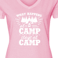 thumbnail image 4 of Inktastic What Happens at Camp Stays at Camp with Tent and Woods Women's V-Neck T-Shirt, 4 of 5