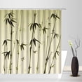 thumbnail image 2 of Vintage Bamboo Shower Curtain Retro Chinese Style Ink Painting Bamboo Bird Home Bathroom Decor Curtain , 72x72Inch with Hooks Fabric, Green Beige, 2 of 6