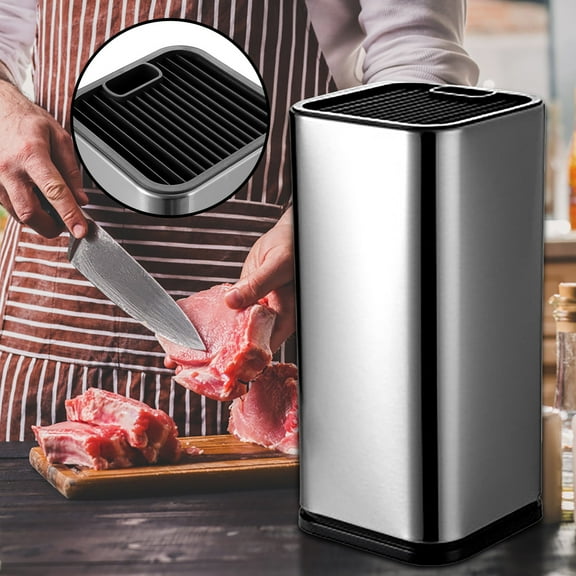 Usbinx Life Stainless Steel Knife Organizer Block 14 Slot Kitchen Knife Storage Holder Compact Durable 25x12cm