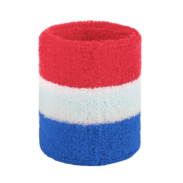 GOGO 100 Pieces Sports Wristbands Terry Cloth Sweatbands 3 Inches Red / White / Blue