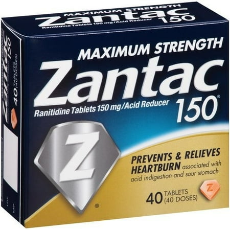 75 Mg Acid Reducer - Zantac 150mg Maximum Strength Ranitidine Acid Reducer Tablets, 40ct
