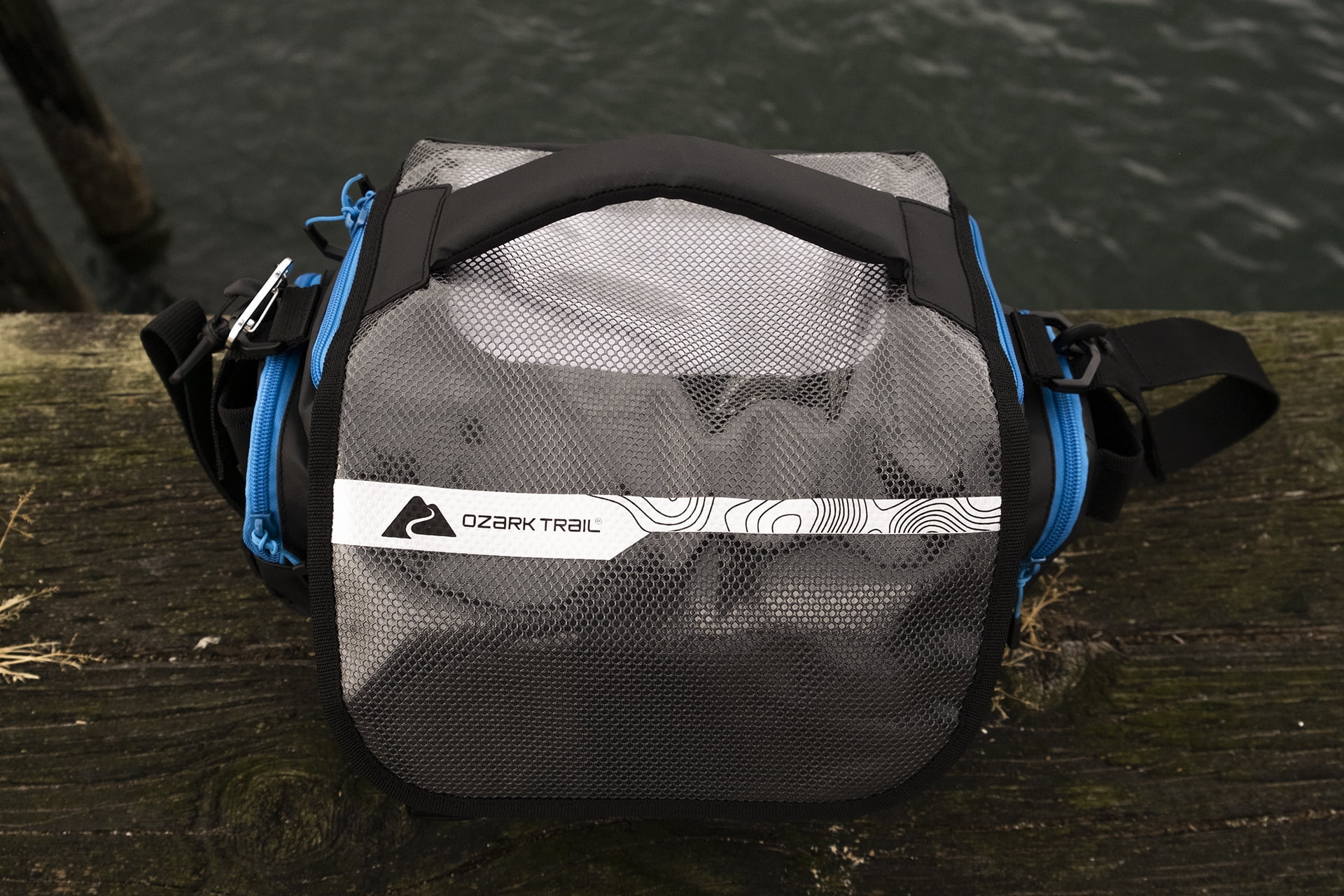 Ozark Trail Saltwater 15 Liter Fishing Tackle Box Gear Bag, Black, Polyester