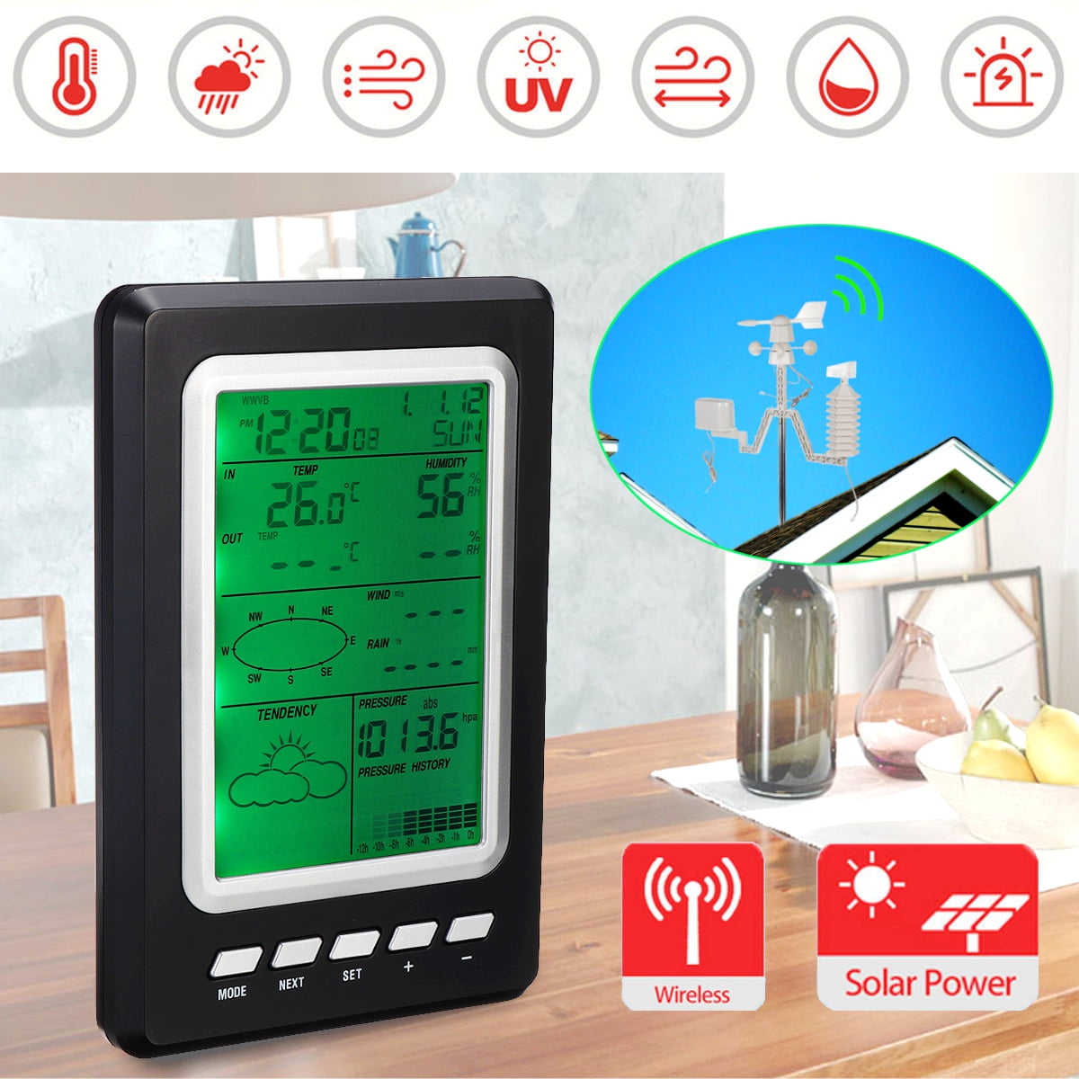LCD Wireless Weather Station Barometer Thermometer Wind Speed Forecast