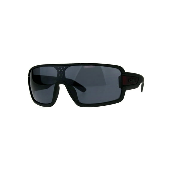Mens Sporty Robotic Shield Kush Gangster Plastic Sunglasses Black Red