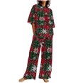 thumbnail image 2 of Puntoco Conjuntos de 2 piezas con estampado para mujer, camisetas de manga corta con cuello redondo y pantalones largos, trajes de chándal, liquidación Puntoco Puntoco-2037, 2 of 5