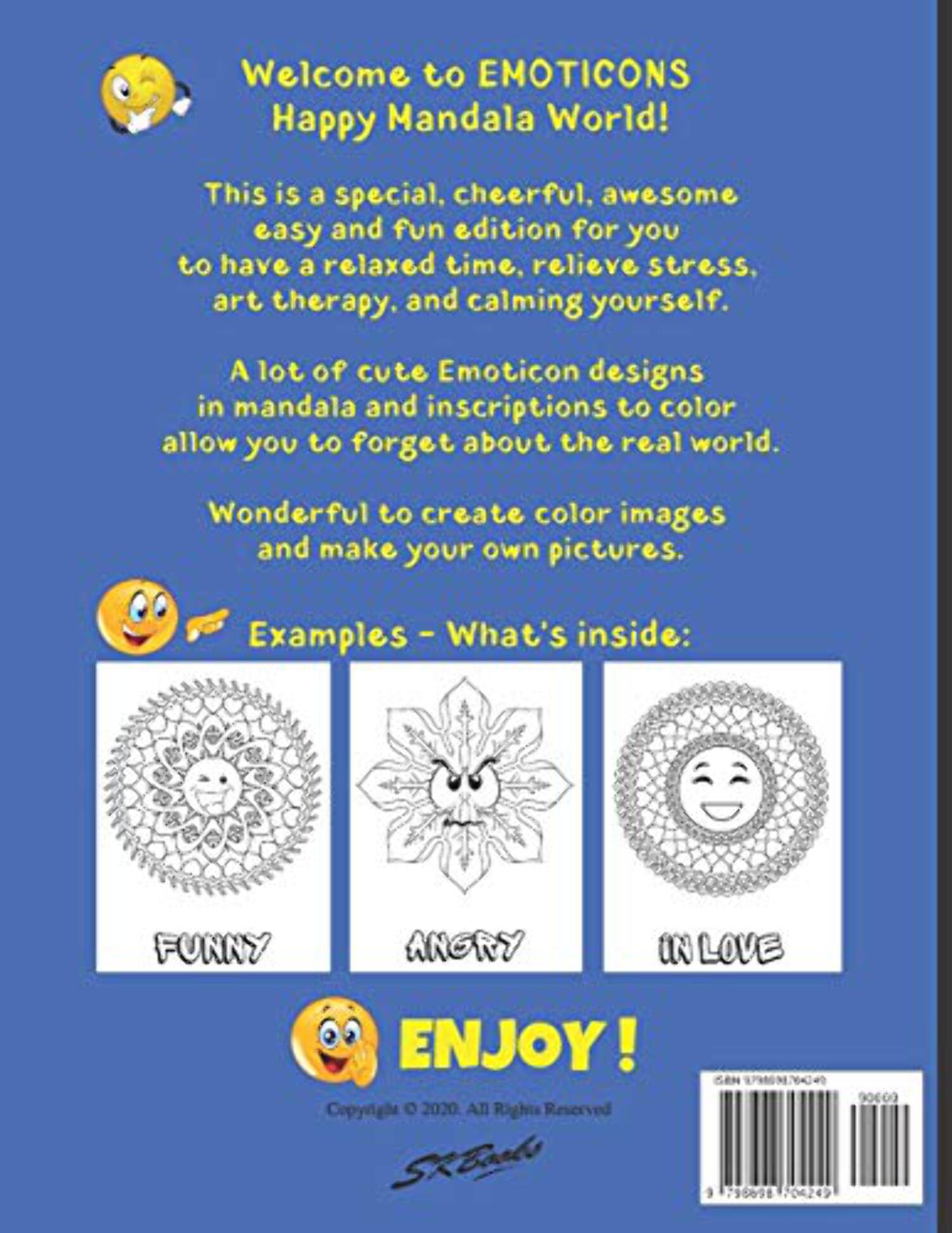 Happy Mandala Coloring Book EMOTICONS Happy Mandala Coloring Book: For Kids Adults Beginners Gift, Easy, Fun, Mood Enhancing Mandalas, (Paperback)