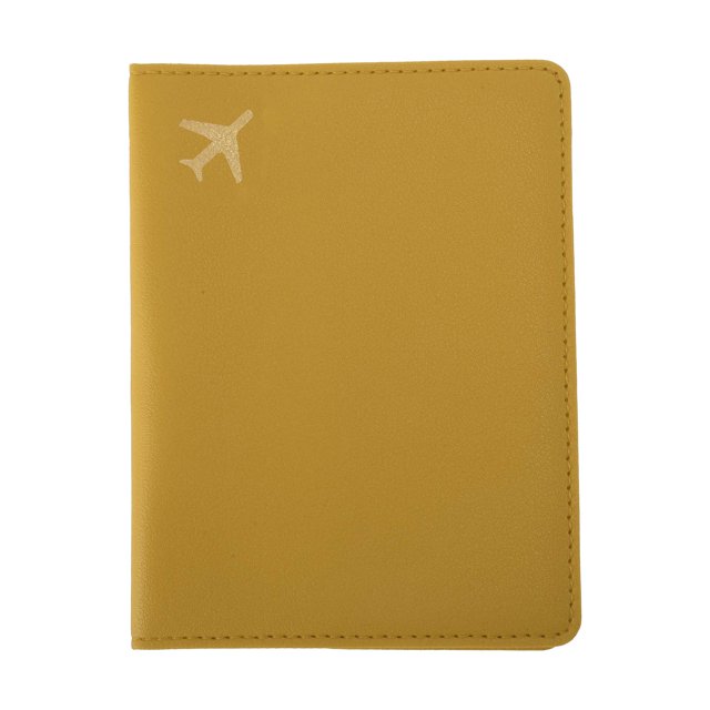 Ofertas Únicas 1 Pc Funda para Pasaporte Patrón de Avión Estampado en Oro Funda para Pasaporte Amarilla