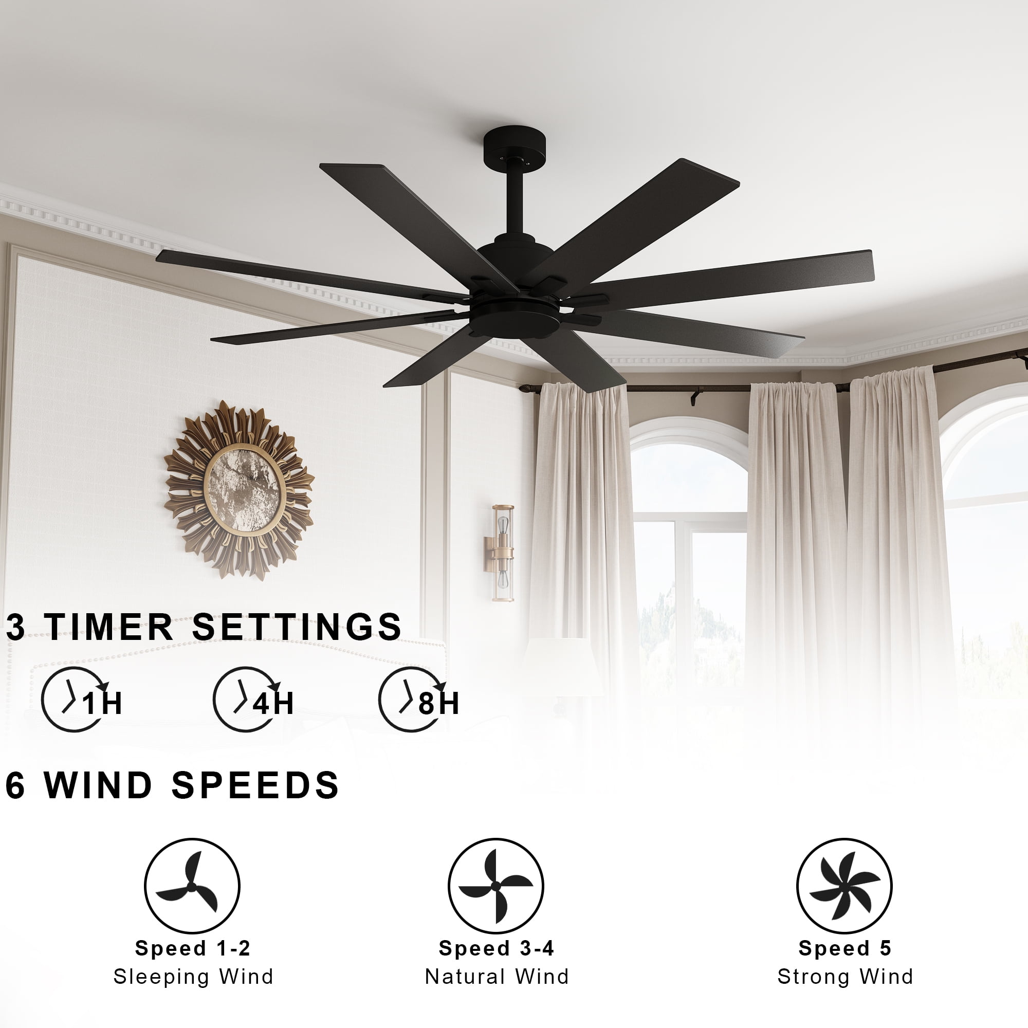 GAHGA FANFAN ガーガ　ファンファン FUFU&GAGA 65 inch Ceiling Fan with Lights, Remote, Reverse Airflow