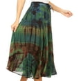 thumbnail image 4 of Sakkas Justina Womens Dance Midi Full Circle Tie-dye Skirt with Elastic Waist - Green - One Size Regular, 4 of 5