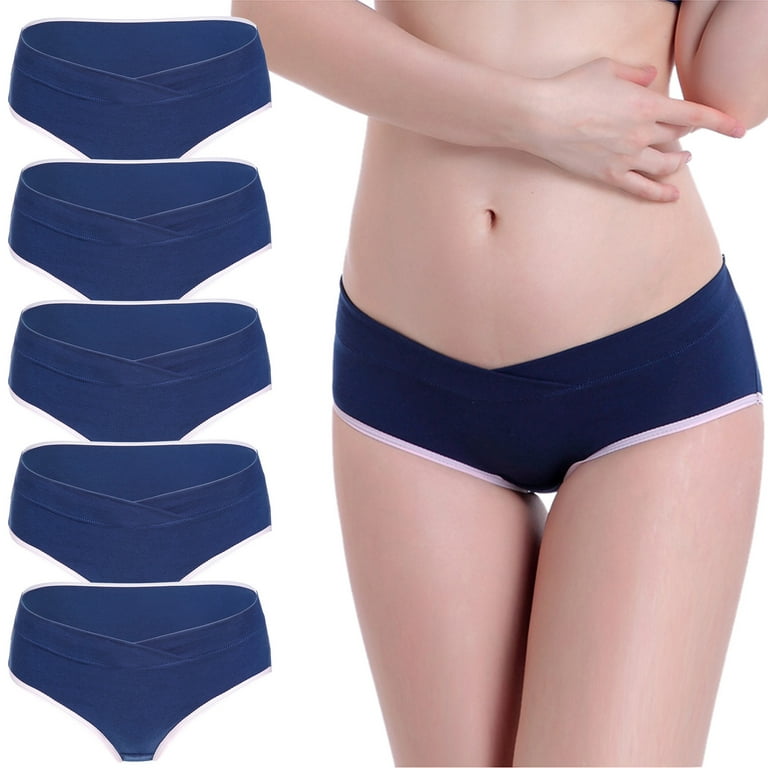 HUPOM High Waisted Underwear For Women Tummy Control Panties Period Leisure  Tie Drop Waist Blue 2XL