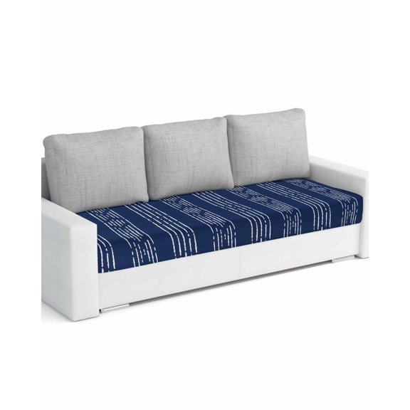 Navy Blue Striped Couch Cushion Covers Stretch, Washable Sofa Seat Covers Individual Seat Cushion Sofa Slipcovers Modern Abstract Art Geometric Stripes Couch Cover Furniture Protector L-1PCS