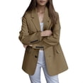 thumbnail image 1 of Gibobby Blazer de mujer casual Blazer de tweed casual de manga larga con frente abierto para mujer estilo informal para trabajo oficina con bolsillos(Caqui,M), 1 of 5