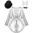 thumbnail image 7 of iiniim Women Magician Cosplay Sequin Tailcoat Circus Showman One-Button Tuxedo Jacket Outfits Silver L, 7 of 7