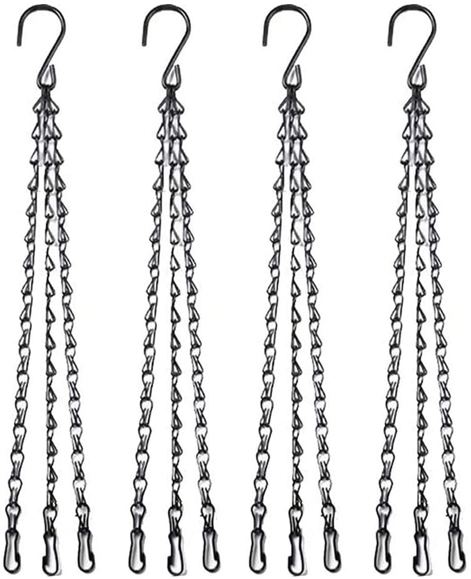 4pcs 16 inch Black Hanging Basket Chain with Hooks Flower Plant Pot
