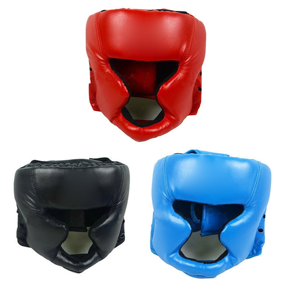 Faux Leather Boxing Arts MMA Helmet Head Fighting Guard Headgear Head Protection 