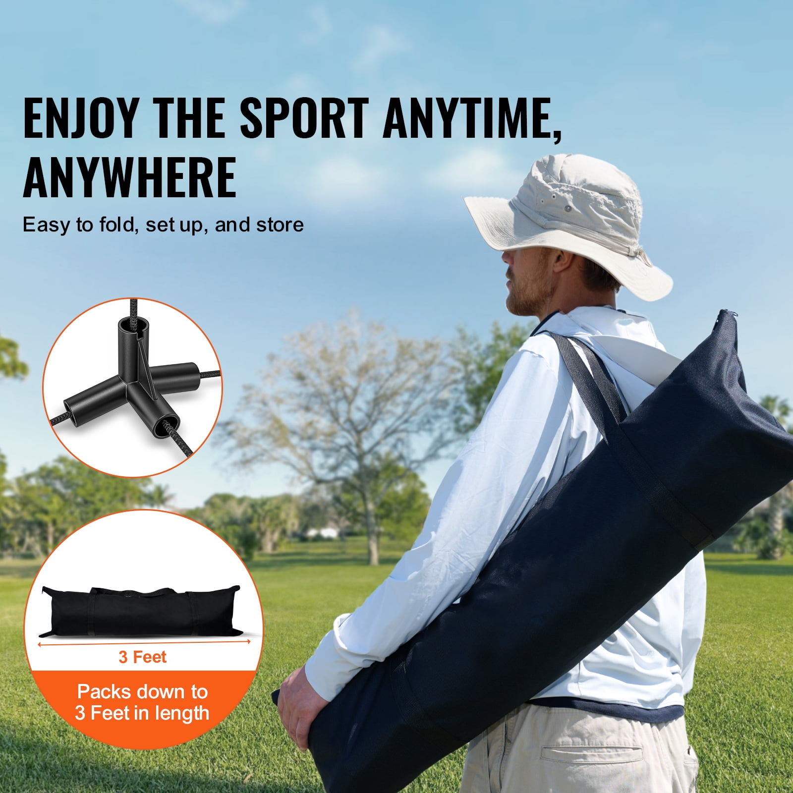 KFFKFF Badminton Mesh, Badminton Net with Variable Height, 20ft Broad Collapsible Badminton Mesh, Movable Badminton Net Kit including Poles, Stand, Carrier, Racquets, Nylon Birdies