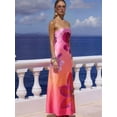 thumbnail image 4 of Women Y2k Strapless Maxi Dress Floral Print Tube Long Dress Boho Beach Sundress Going Out Streetwear Red XL, 4 of 7