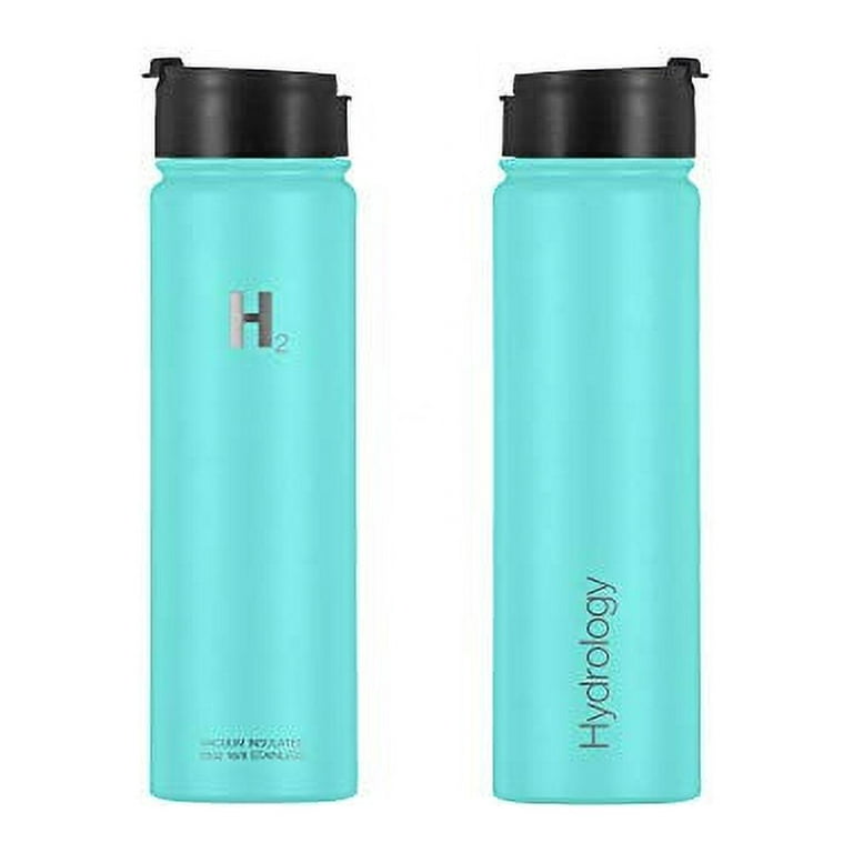 H2 Hydrology Water Bottle, Stainless Steel, Large Insulated Water Bottles,  Metal Water Bottles, Vacuum Sports Bottle, Double Wall Water Bottle with  Straw Insulated, 3 Lids (22 oz, Aquamarine) 
