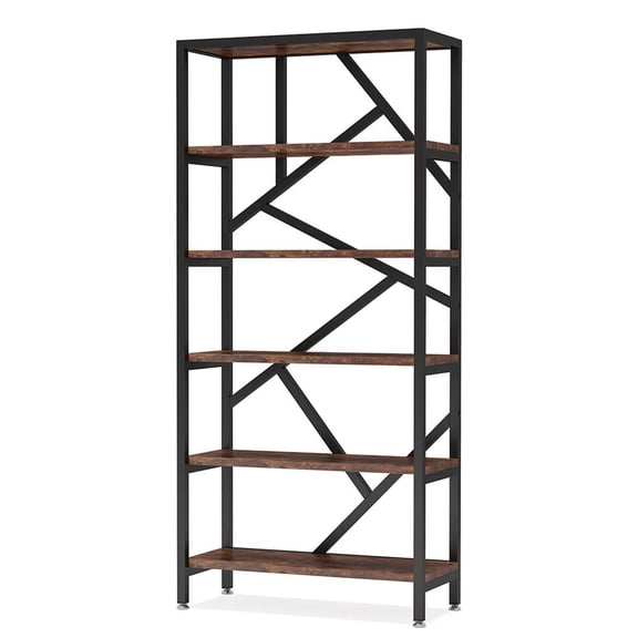 Barara King Bookshelf, Bookcase, Display Standing Shelf71" Bookshelf, Industrial Etagere Bookcase 6 Shelf Display Rack, Black