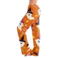 thumbnail image 2 of Halloween Pajamas for Women Funny Pumpkin Ghost Soft Lounge Bottom Trousers Drawstring Elastic Waist Fashion Women's Sleepwear Yellow XXL, 2 of 6