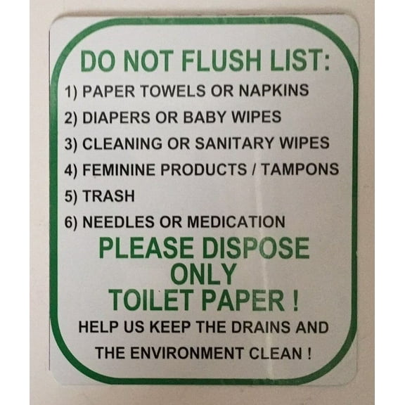 TOILET SIGN- DO NOT FLUSH LIST SIGN (WHITE Aluminium, 5x6 inch)