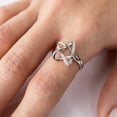thumbnail image 4 of Sterling Silver .925 Rhodium Plated Intertwined Star Clear CZ White Jewelry Female Size 6, 4 of 4