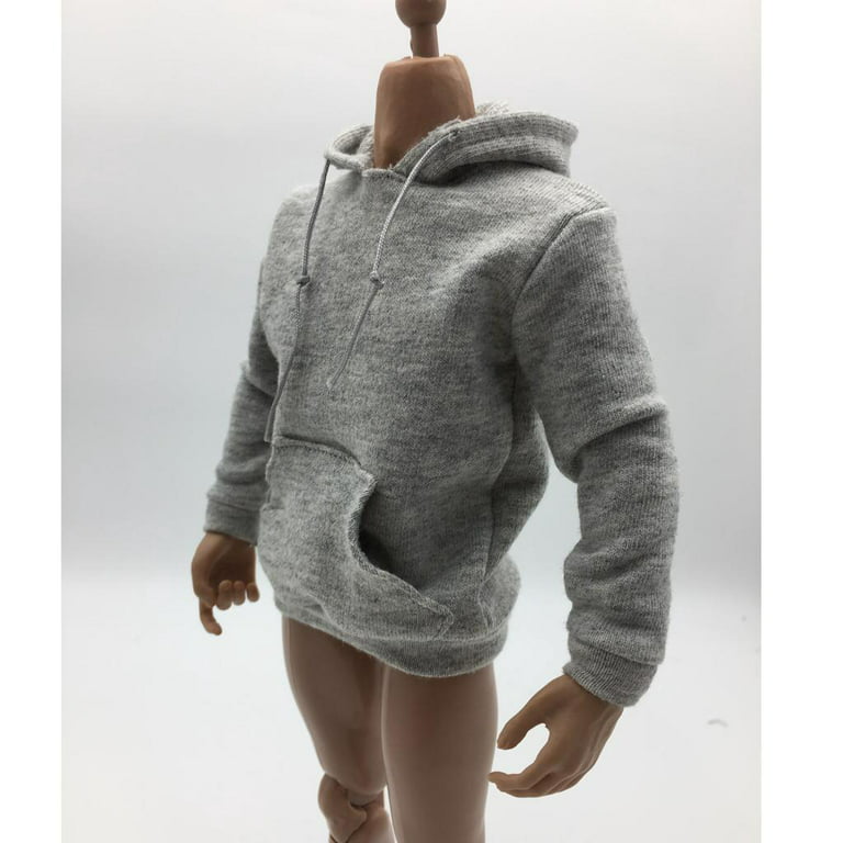 PP-PH-L-GRY: 1/12 scale pocket hoodie for 6 medium to slim body