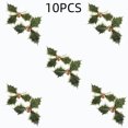 thumbnail image 2 of 10 Pcs Artificial Holly Berries, 5.12 inch Faux Berries Holly Leaves, Fake Berries with Green Leaves Christmas Tree Wreath Decor and Gift Box Warp, 2 of 6