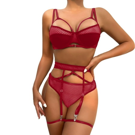 adviicd White Lingerie For Women Bridal Women s Lingerie Bow Decor Lingerie Sets Ring Wireless Bra Underwear Set Lingerie Red S