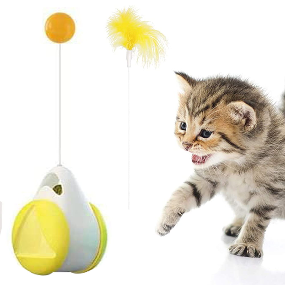 Cat Training Exercise Funny Play Toys Rotating Feather Kitten Toy Automatic Electric Cat Toy with Pet Products Electronic Indoor Puzzle Cat Toys Kitten Box Interactive Cat Toy 