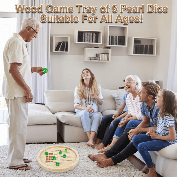 Jeu De Dés En Bois Avec Plateau Et 6 Dés – Version Française, Règles Incluses – Idéal Pour Soirées Et Voyages