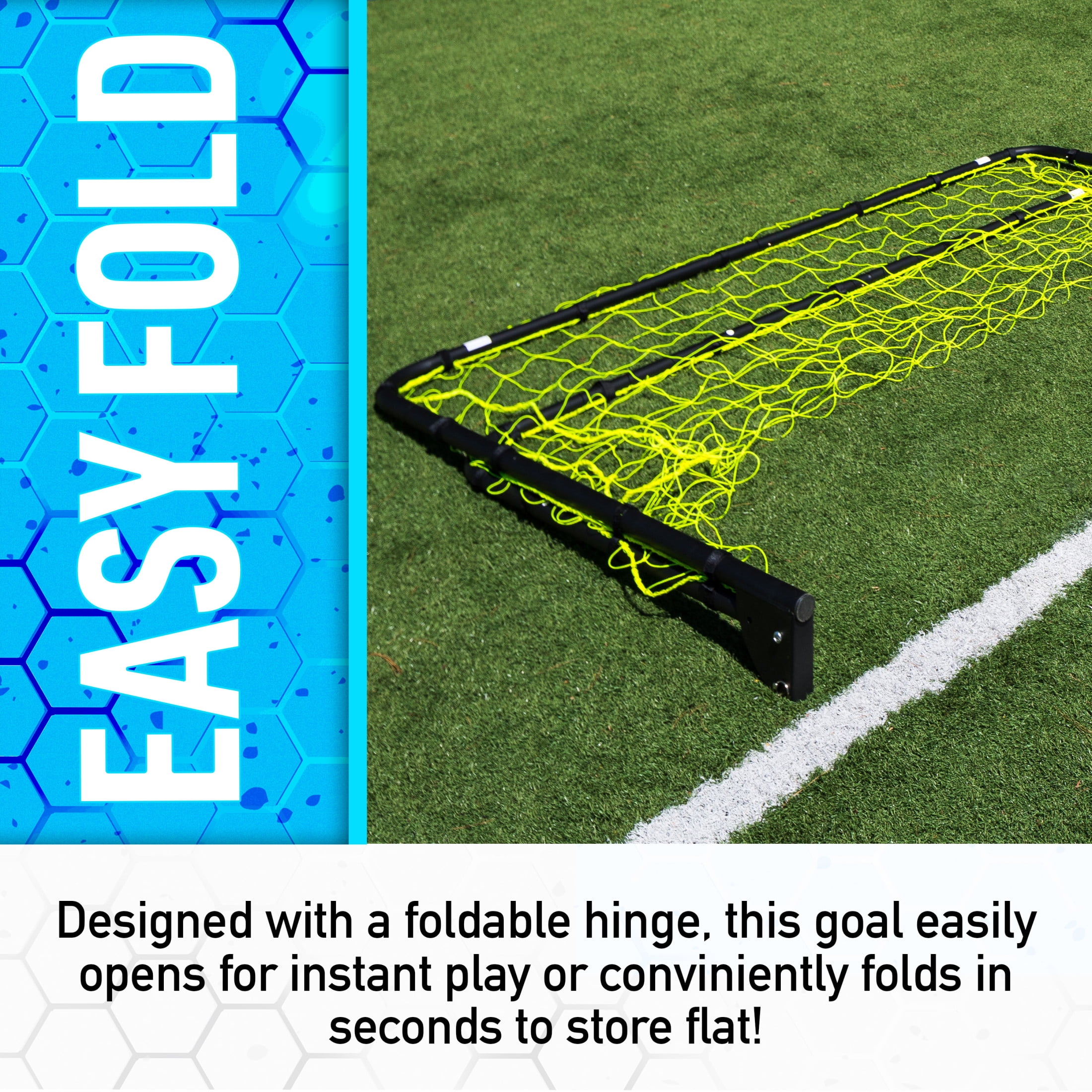 Franklin Sports Backyard Portable Soccer Goal - Competition Folding Steel Goals - Easy Assembly Practice + Training Soccer Net - 5' x 10' - Black