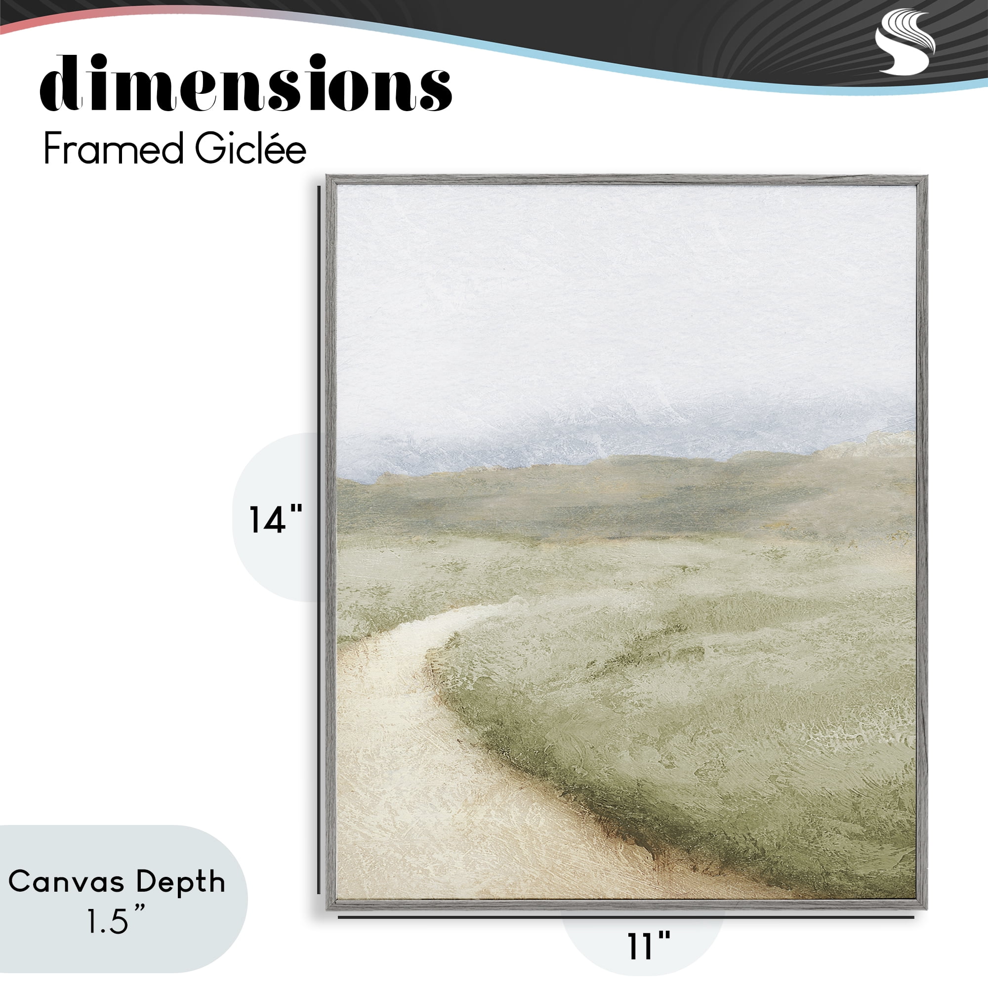Stupell Industries Green Pasture Quiet Landscape Gray Framed Giclee Art, design by Michael Marcon