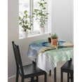 thumbnail image 4 of Blue Coastal Starfish Suqare Tablecloth - 54 x 54 Inch, Grey Sage Green Nautical Coral Summer Waterproof & StainResistant Tablecloth, Washable Oil-proof Table Cover for Dining/Party/Wedding/Buffet, 4 of 9