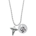 thumbnail image 1 of Delight Jewelry Silvertone Caduceus Silvertone Script Initial Disc - B - Charm Necklace, 20"+3", 1 of 4