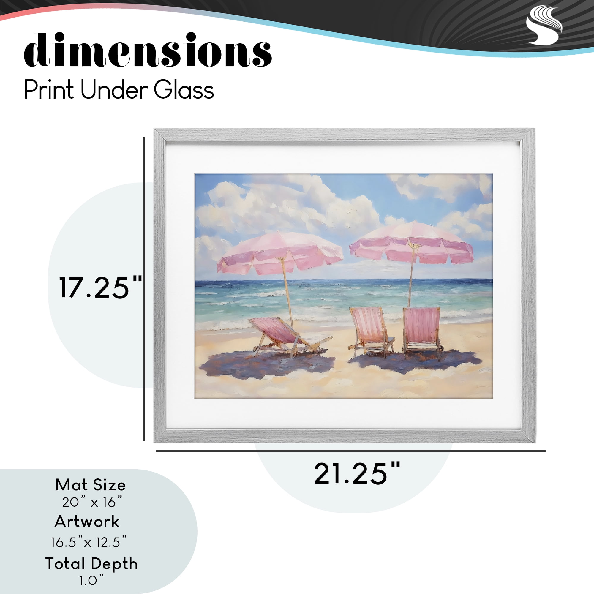 Stupell Industries Pink Summer Chairs by the Sea Gray Framed Print Under Glass, design by LSR Design Studio