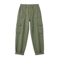 thumbnail image 4 of Womens Barrel Baggy Cargo Pants Casual High Waisted Wide Leg Hiking Joggers with Pockets Army Green XL(XL), 4 of 7