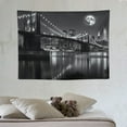 thumbnail image 4 of GOSMITH  New York City Skyline Tapestry Black and White,Brooklyn Bridge East River NYC Skyscrapers Lights Reflection Moon Night USA Cityscape Tapestry Wall Hanging for Home Decoration Wall Art, 4 of 7
