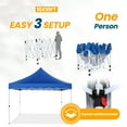 thumbnail image 3 of HOTEEL 10x10 Pop Up Canopy , UPF 50+ Easy Setup Canopy Tent Waterproof Outdoor Instant Portable Shelter with 4 Removable Sidewalls, Sandbags, Stakes & Ropes for Party, Events, Vendor, Blue, 3 of 10
