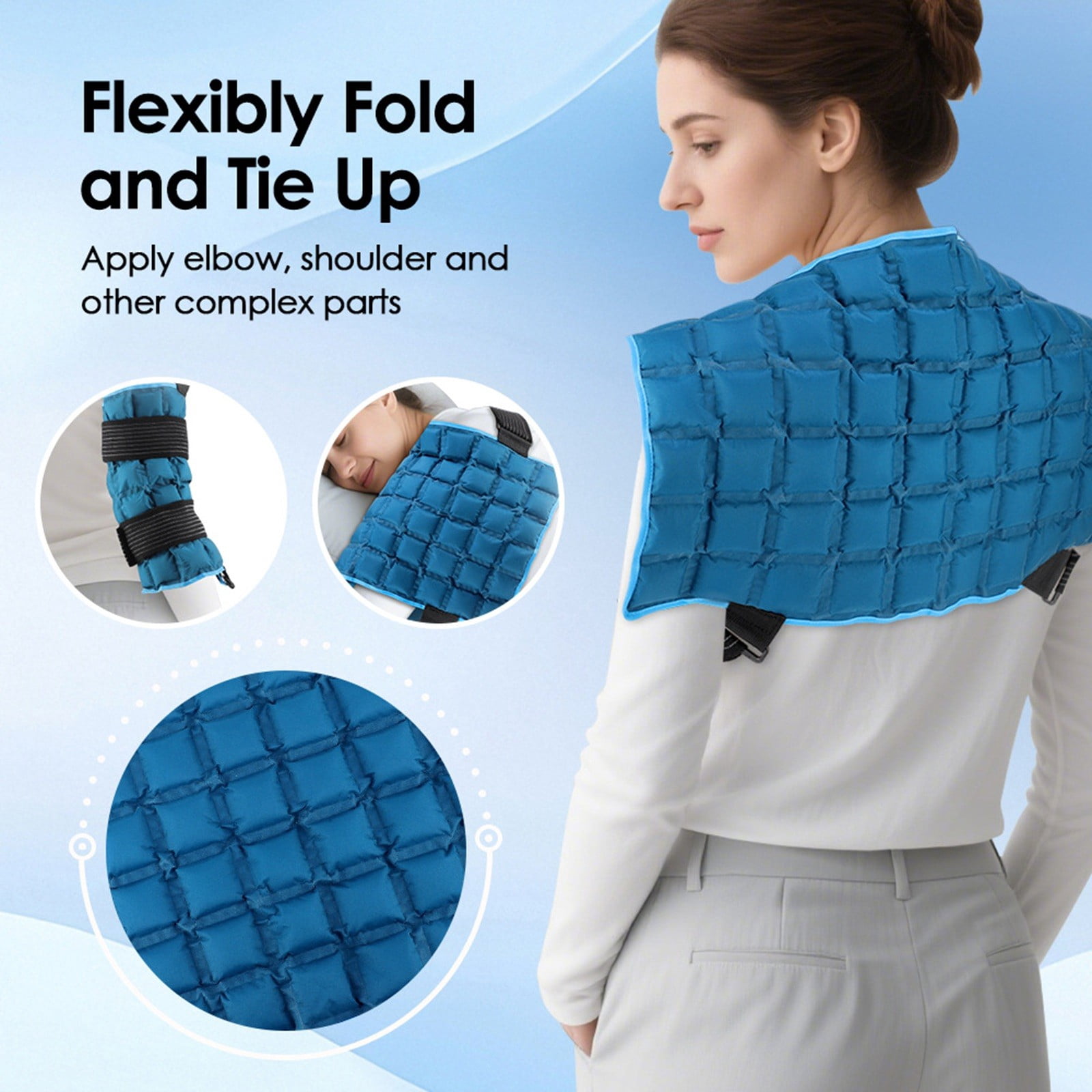 Ergonomic Ice Wrap for Injury – Reusable Gel Pack for Back Shoulders Arms Legs Elbow Knee Neck and - Flexible Bi-Clinical Cold Compress for Sports