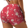 thumbnail image 2 of Kdxio Hello Summer Flamingo Print Workout Shorts for Women Seamless Soft Smooth Gym Yoga Scrunch Active Shorts, 2 of 9