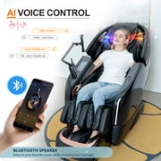 4D Massage Chair, Full Body Zero Gravity Recliner with AI Voice, LED Backlight, Remote, Waist & Calf Heating