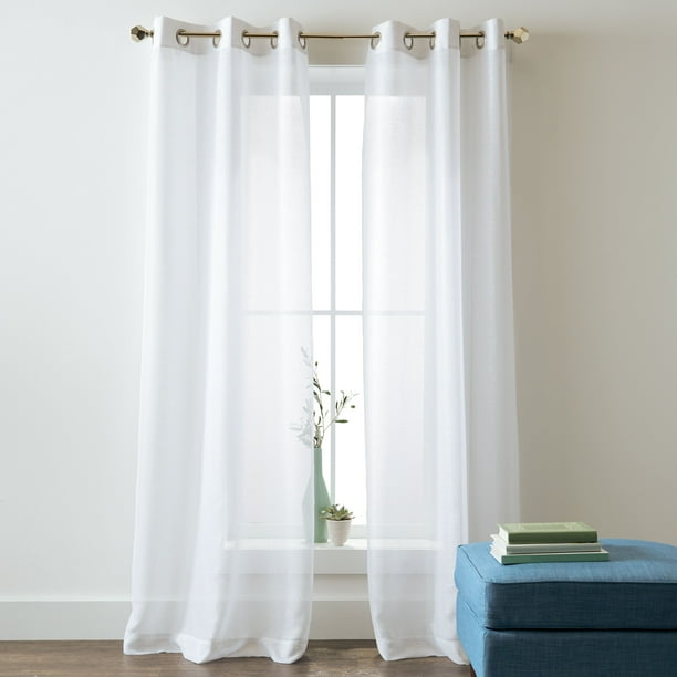Better Homes And Gardens Metallic Shimmer Grommet Panel Pair 76 X 84 White Walmart Com